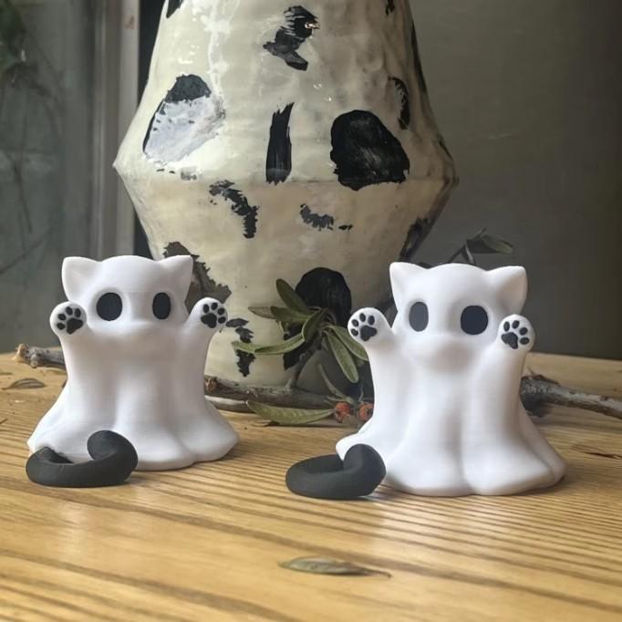 Geisterkatze Mini Halloween Tischfigur Aus Ecopvc Material Für Geschenk Und Dekoration