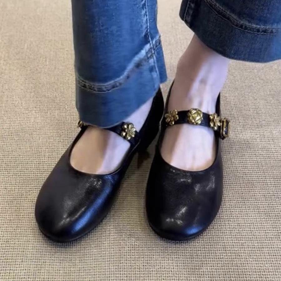 

Sheepskin version~ Super soft flat-bottomed French retro single shoes for women s 2025 spring and autumn new red with skirt Mary Jane shoes 40 чёрный