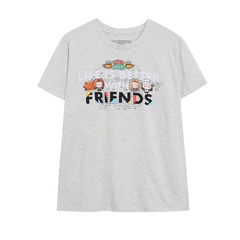 

Foreign Trade Cartoon Anime Print Summer Age-Reducing Cute Girl T-shirt round Neck Loose Slimming Top Soft Slight Flaw LG