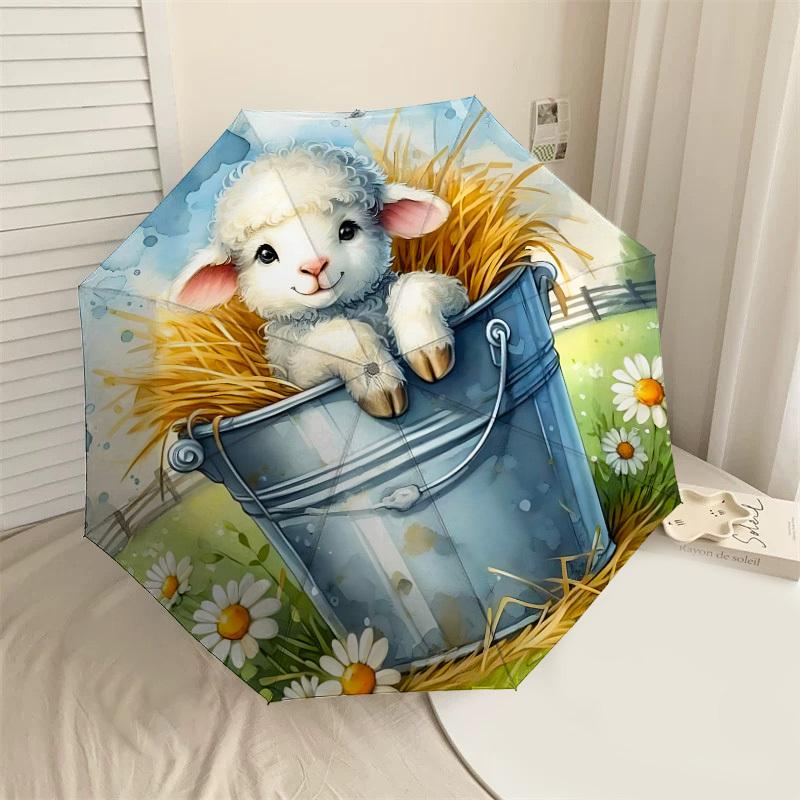 

1PC lamb bucket Umbrella-8-Rib Reinforced, Automatic Open, Lightweight & Durable, Cute Fashion Accessory for Outdoor-A1240