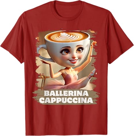 Ballerina Cappuccina Funny Italian Brainrot Meme Brushstroke TShirt Humor Cappuccino Coffee Ballet Dance Women Y2k Saying Tee S