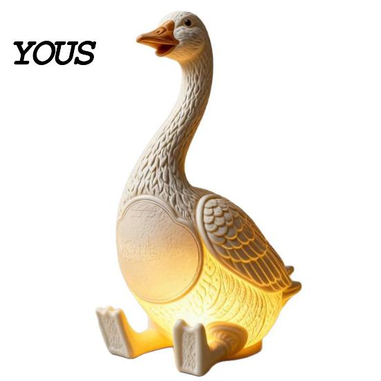 Cute Animal Resin Figurine Creative Goose Night Light, Duck Table Lamp with Warm LED Glow, Funny Matte Finish Decor for Bedroom Bedside,