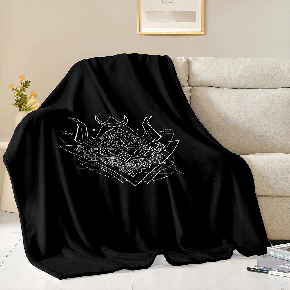 Classic Japanese Hannya Mask Flannel Blanket for Bed Bedroom Sofa Picnic, Warm Throw Blanket for Cover Outdoor Leisure Nap Gift