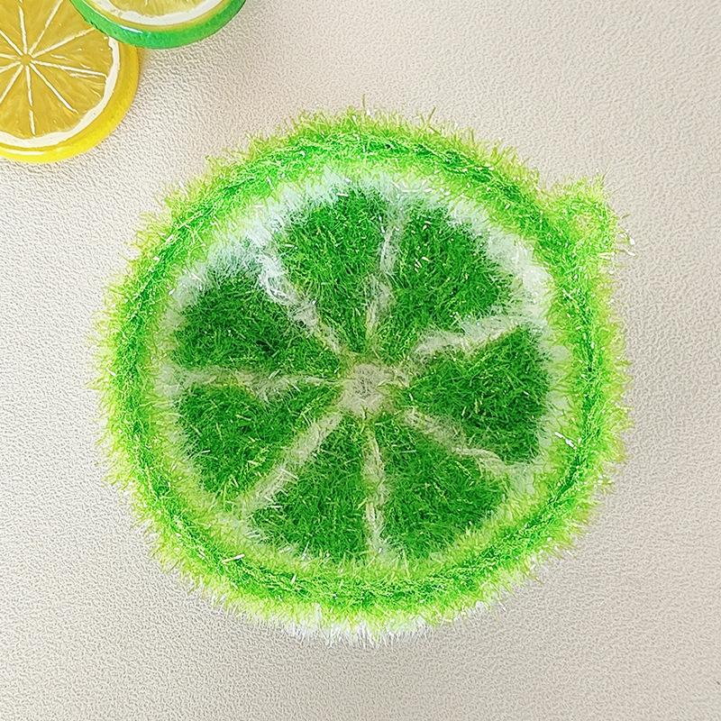 Lemon Dish Towel Brush Acrylic Woven Dish Towel Cleaning Hand Crocheted Dish Towel Household Kitchen Cleaning Tools
