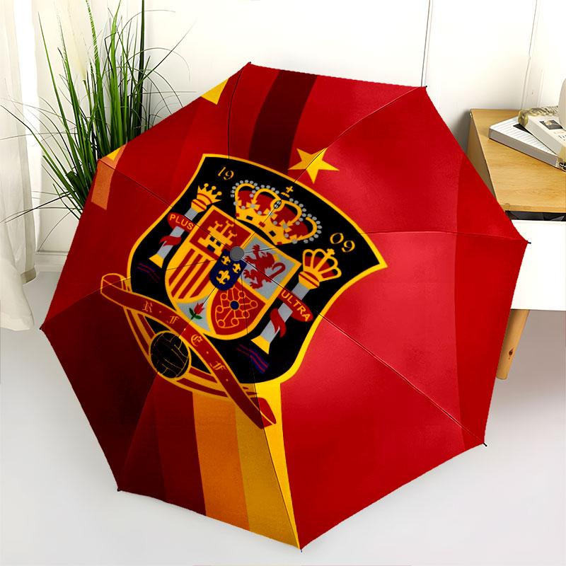 Spain National Football Team Pattern, Automatic Folding Umbrella, Portable and Foldable Design, 8 Ribs, a Christmas or Birthday Gift.
