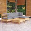 VidaXL Solid Pine Wood Garden Lounge Set 5 Pcs with Cushions Patio Furniture Outdoor Furniture Garden Furniture 3096351
