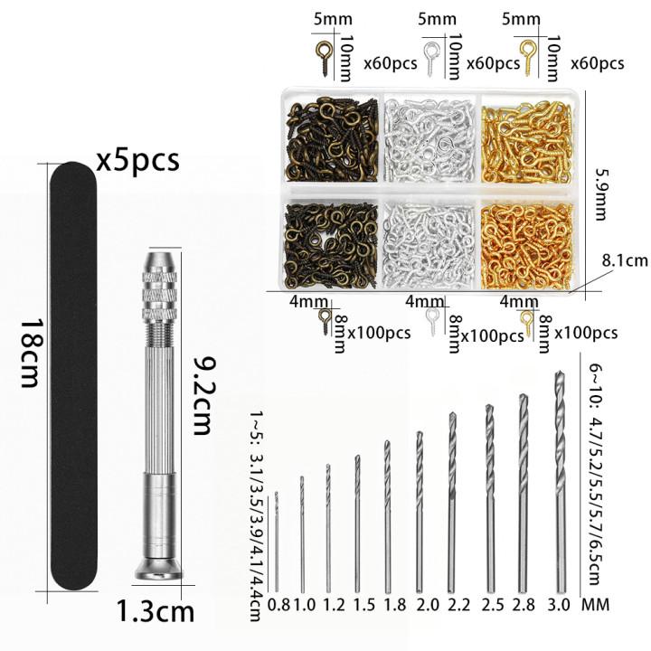1set Hand Drill For Resin Molds Sanding Stick UV Epoxy Resin Mold Tools DIY Jewelry Making Equipments Metal Drill Screw Eyepins