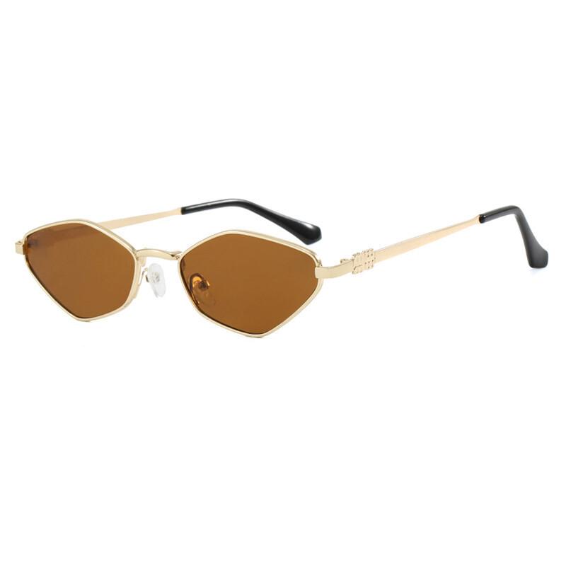 Luxury Metal Brand Sunglasses For Women Rhombus Designer Fashion Sun Glasses Stylish Popular Small Square Sunglasses