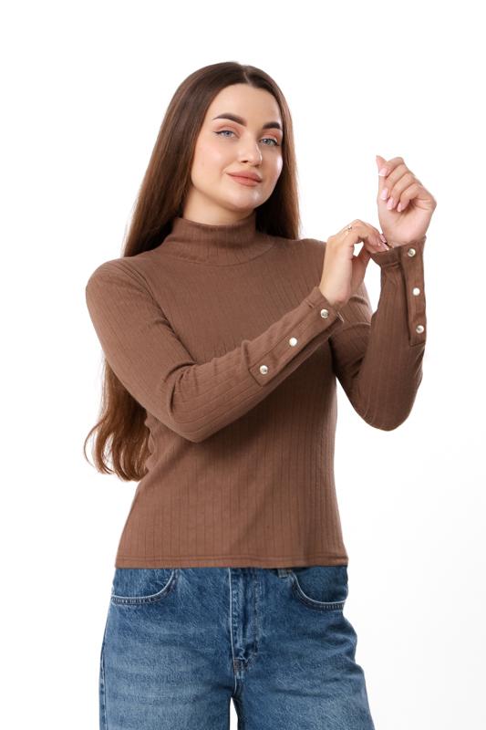Women's Angora Long Sleeve Top – Decorative Buttons On Cuffs, Demi-season 8456-088 HC