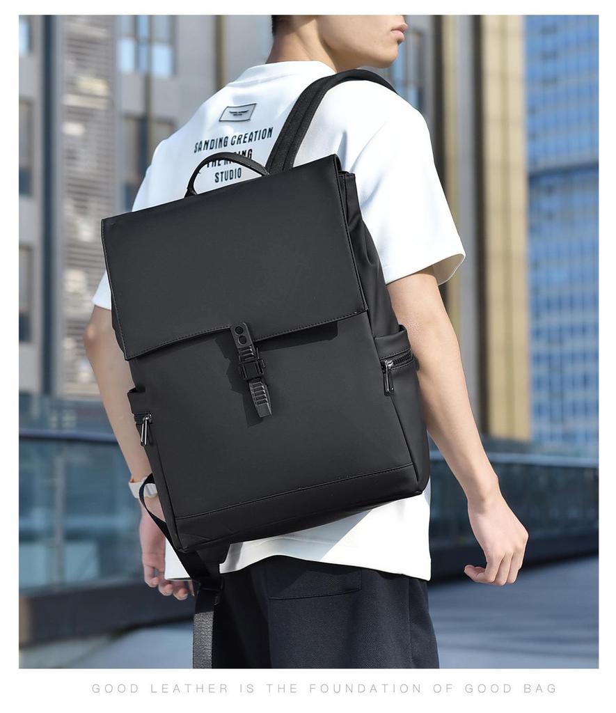 Men’s High-End Fashion Solid Color Casual Backpack