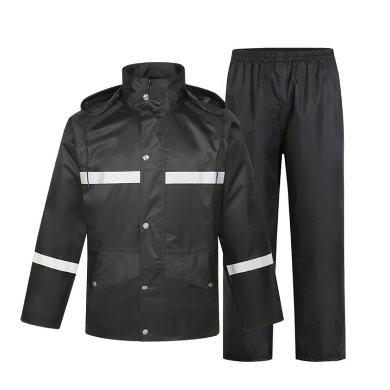Black High-Visibility Reflective Raincoat for Traffic Duty - Stylish Design, Customizable Logo Option XL