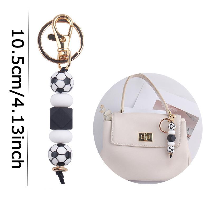 WTEMPO Creative Ball-printed Silicone Keychain Pendants DIY Beaded Keychains Car Key Door Key Bags Decor Accessories Ball Games Commemorative Gifts