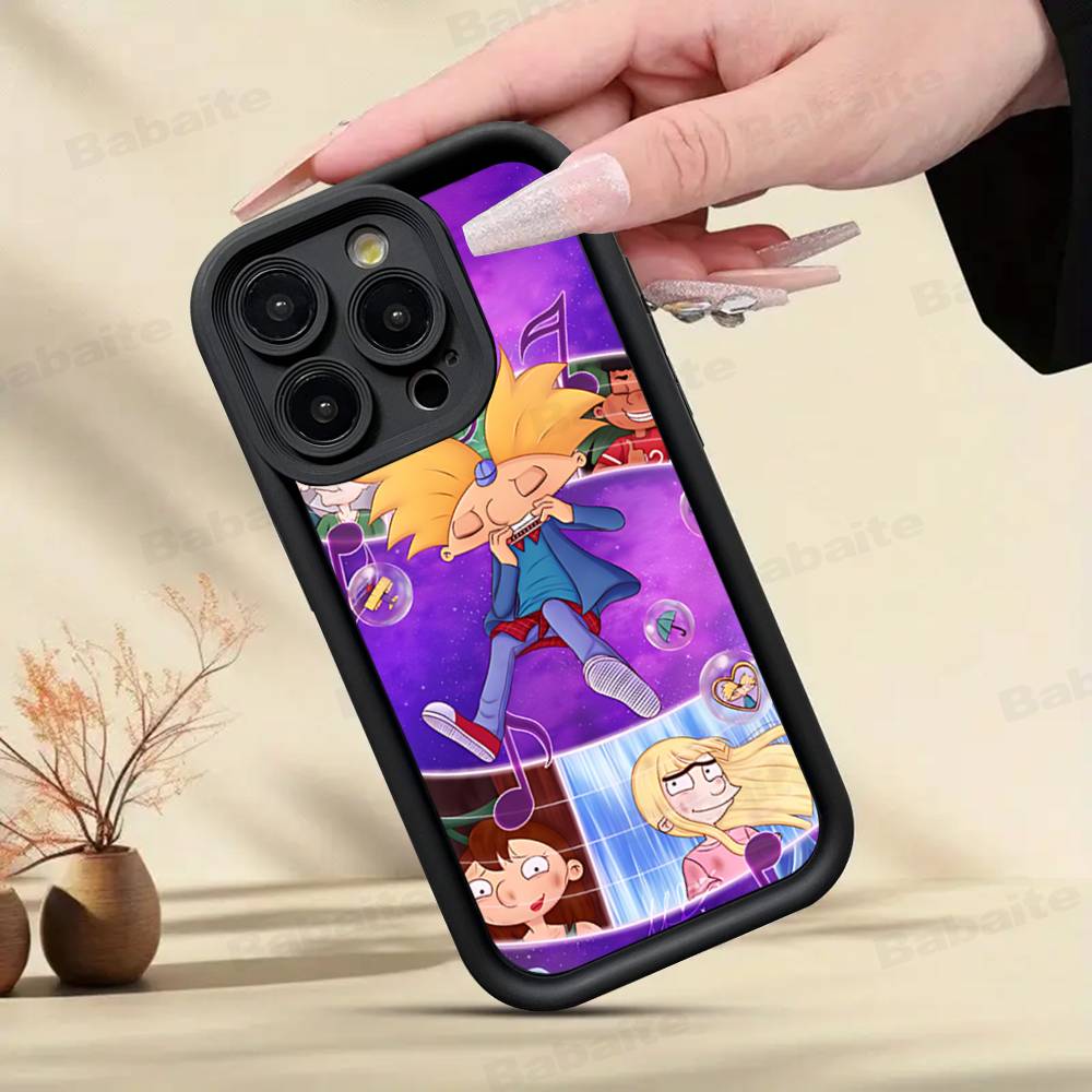 Hey A_Arnolds Cartoon For IPhone 17 Pro Max 16 15 14 13 12 11 Plus Black Soft Phone Cover