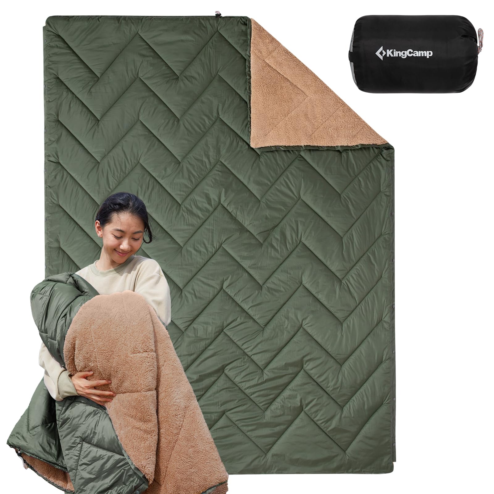 

KingCamp Camping Fleece Transforms into a Sleeping Large Size x 145 Cold Ideal for Car Disaster and Outdoor Blanket, Multi-Purpose Blanket, Bag, (200
