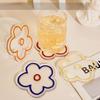 4Pcs Home Desktop Decoration Acrylic Coaster Thickened Transparent Teacup Mat Creative Insulation Mat Flower Bar Mat Table Mat