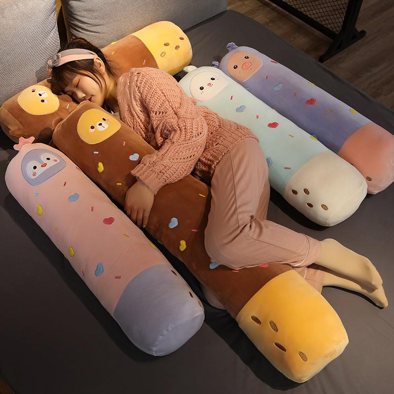 Kawaii Stuffed Long Pillow Bear Pig Penguin Rabbit Plush Toy Soft Animal Toys Cushion for Birthday Gifts