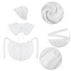 3 Pieces Halloween Colonial Costume Accessories Colonial Apron Pilgrim Costume Set White Mobs Caps Half Apron for Woman