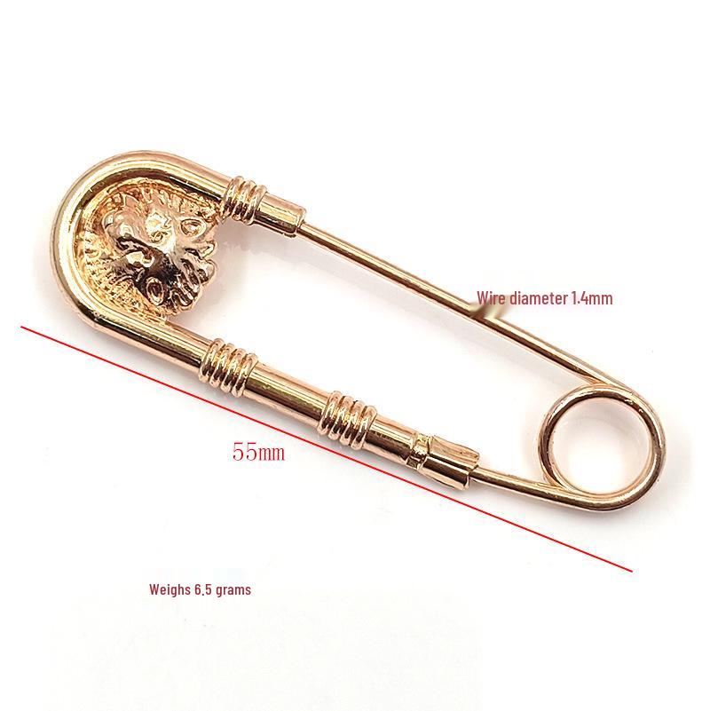 

Gold-Plated Double-Sided Lion Head Brooch – Trendy Fashion Pin & Waist-Adjusting Buckle розового золота