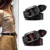 Alloy Pin Buckle Carved Waist Belt Harajuku Punk Waistband Fashion PU Leather Belt  For Women