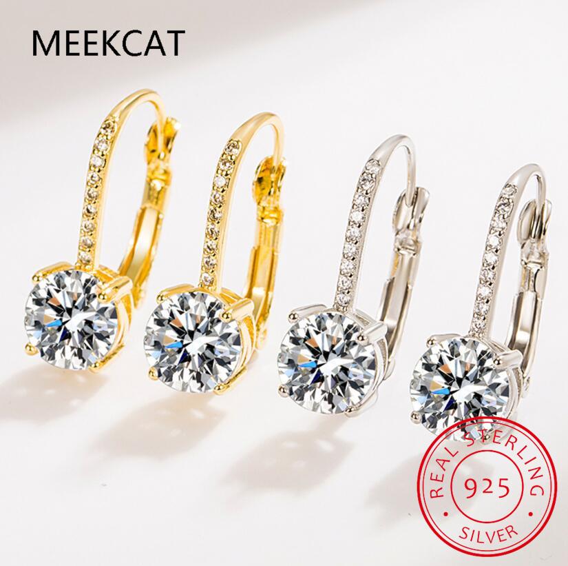 18K Gold 2 Carat Moissanite Hoop Earrings 8mm Lab Diamond Earring for Women Original 925 Silver Jewelry Huggies