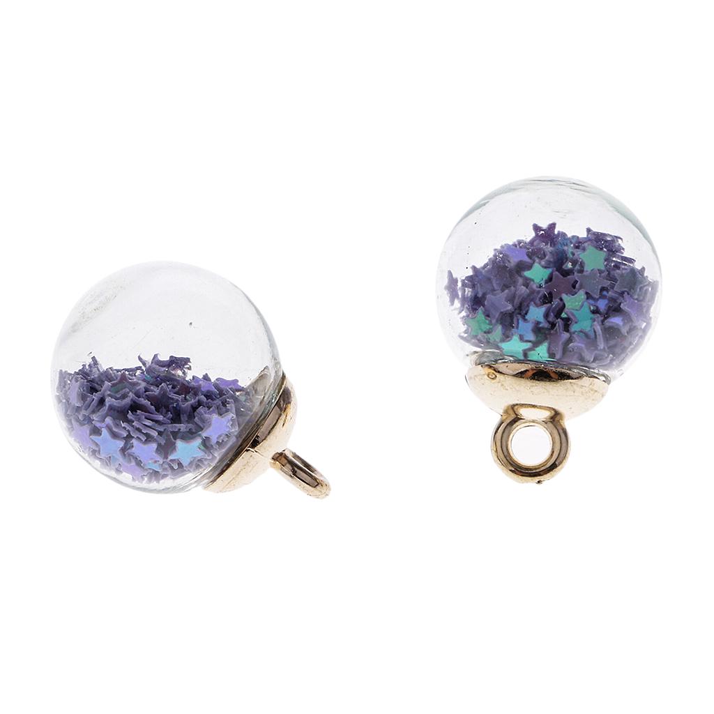 10 stykker 16 mm Tiny Star Glass Ball Charms Pendant DIY Craft rosa
