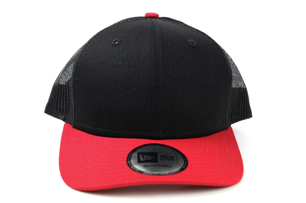 New Era Trucker Cap Low Profile Snapback In Black/Scarlet