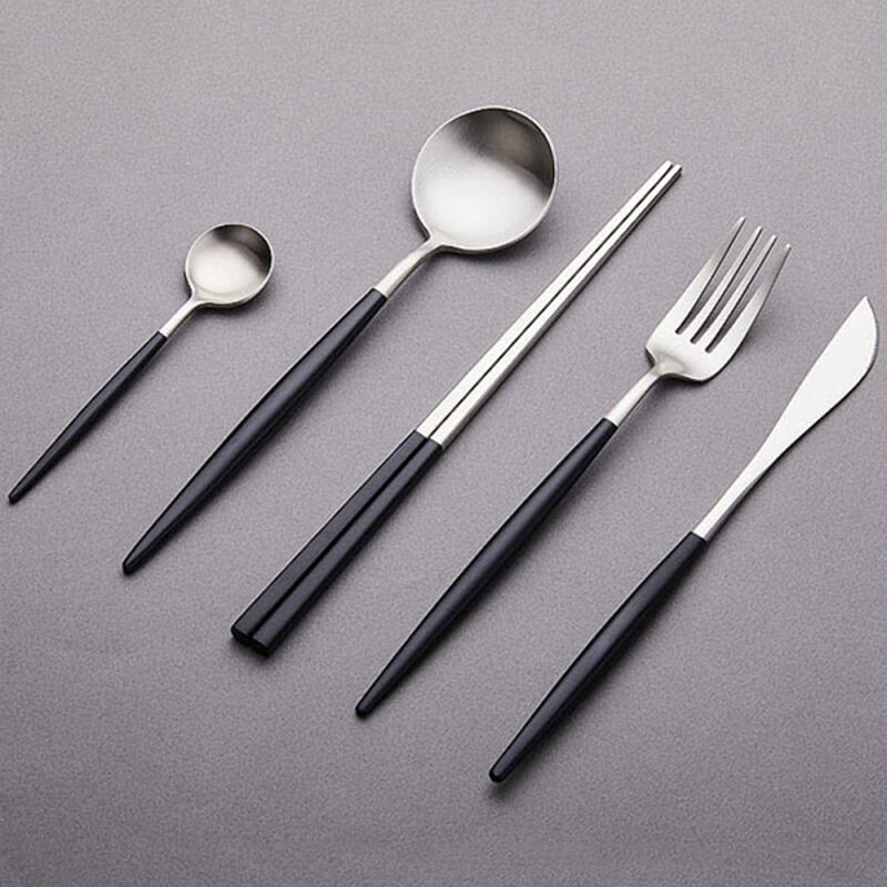 Orista Cutlery Modern Shine Black Chopsticks and Utensils