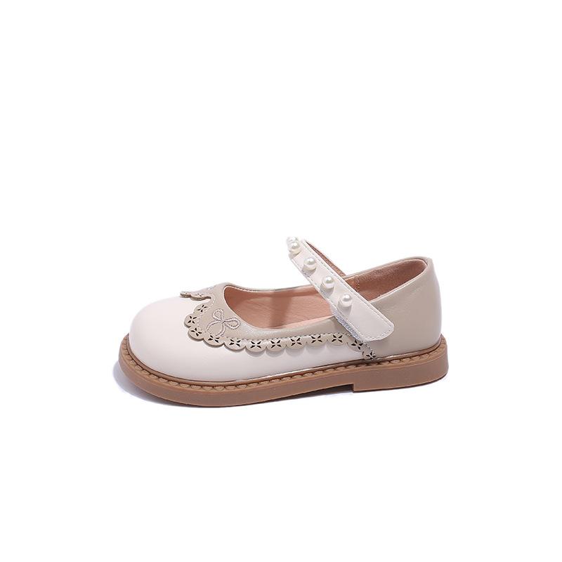 Girls' leather shoes 2025 autumn new fashion pearl children's casual shoes non-slip and wear-resistant medium and older girls' shoes