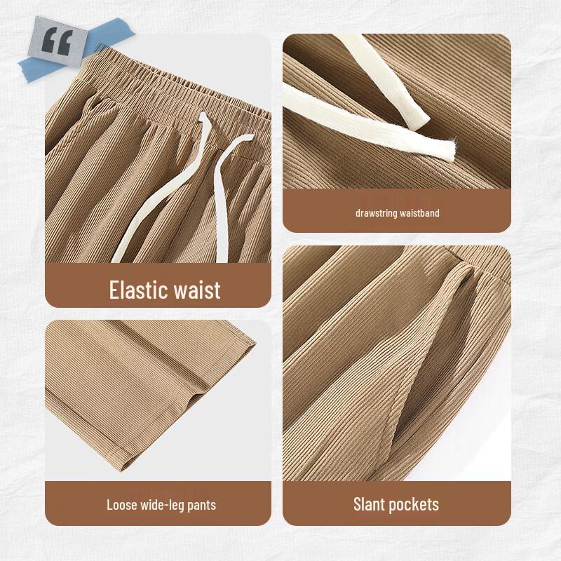 Jeanswest Men's Corduroy Wide-Leg Retro Straight-Leg Pants