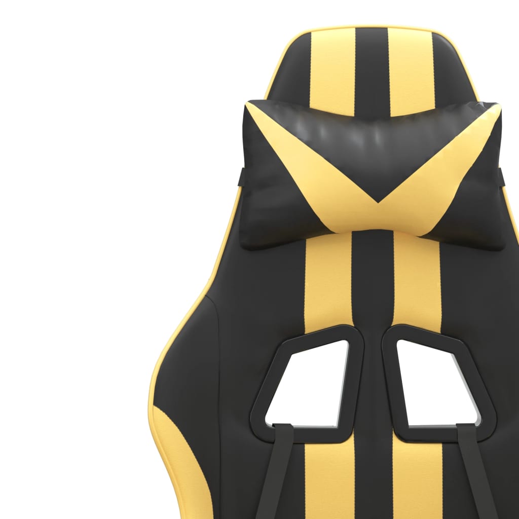 Gaming Chair In Black and Gold Synthetic Leather