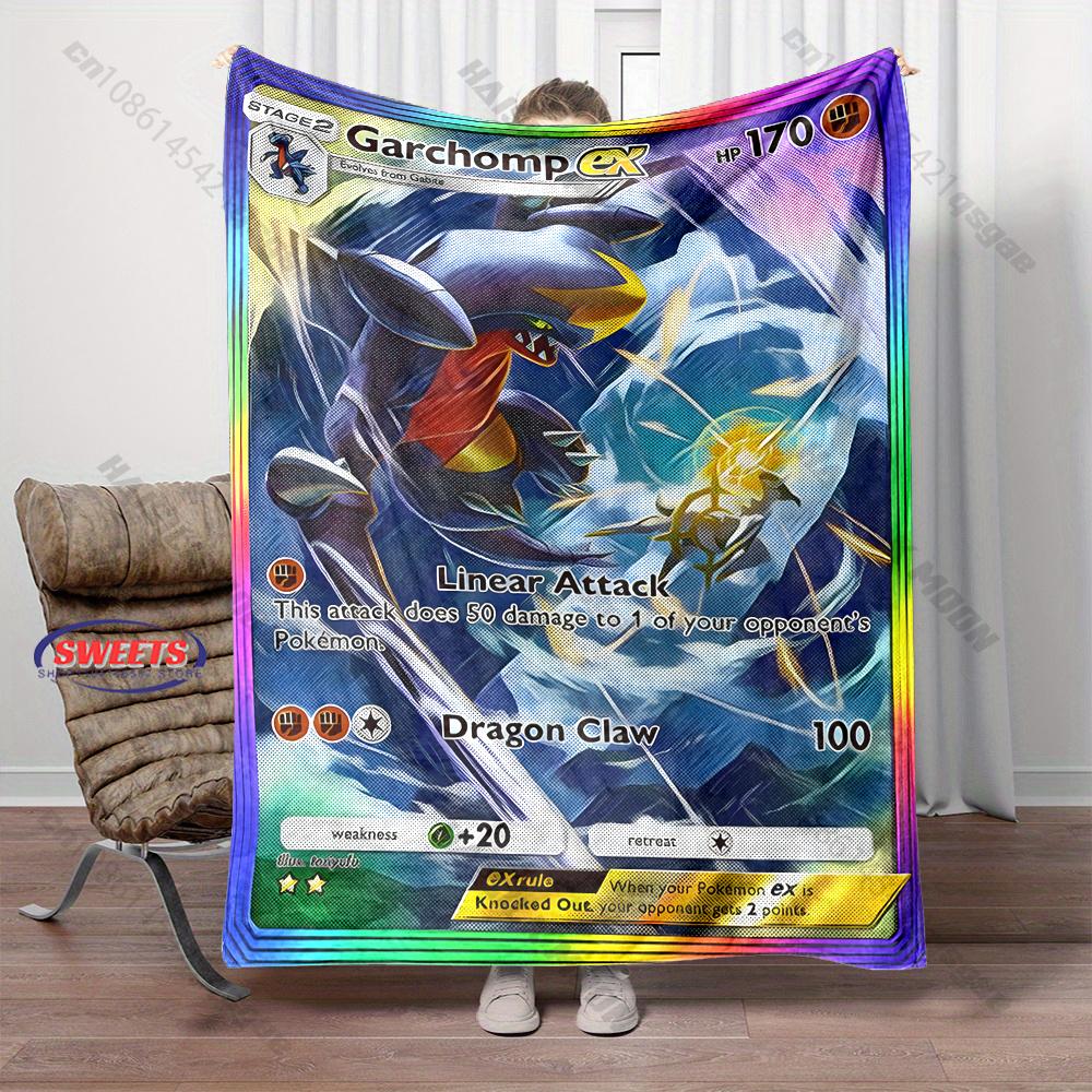 Free Shipping! Pokemon Garchomp Cards Print Blanket Warm Soft Comfortable Home Travel Sofa Bedding Cover Blanket Holiday Gift