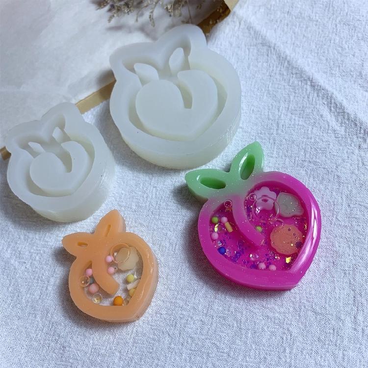 Epoxy Resin Shaker Peach Silicone Molds Fruit Resin Molds for Pendant Keychain