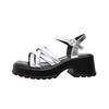 Silver Green Heightening Woven Sandals Women's Niche Women's Shoes New Open-toed Platform Versatile Roman Sandals