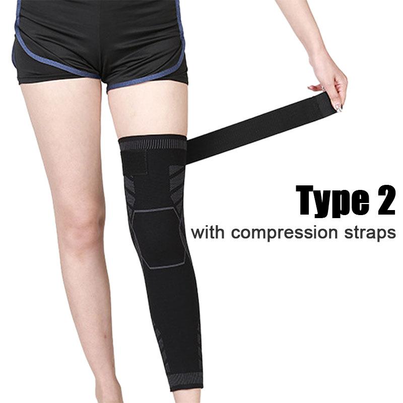 

1 шт., компрессионные нарукавники для ног с эластичными ремнями для мужчин и женщин, удлиненные подтяжки для ног, рукав для колена, боль в колене, боль в суставах, ACL XXL