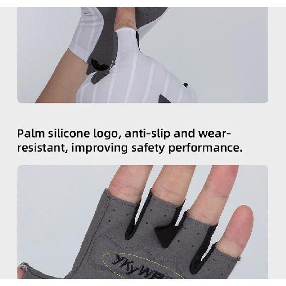 YKYWBIKE Cycling Gloves Woven Aerodynamic Striped Bicycle Sports Gloves Anti-Slip Riding Gloves Shock-absorbing Road Bike Gloves