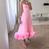 European and American Women's Cross-border Foreign Trade 2025 Summer New Suspender Waist Lace Evening Dress, Thin and Sweet Dress