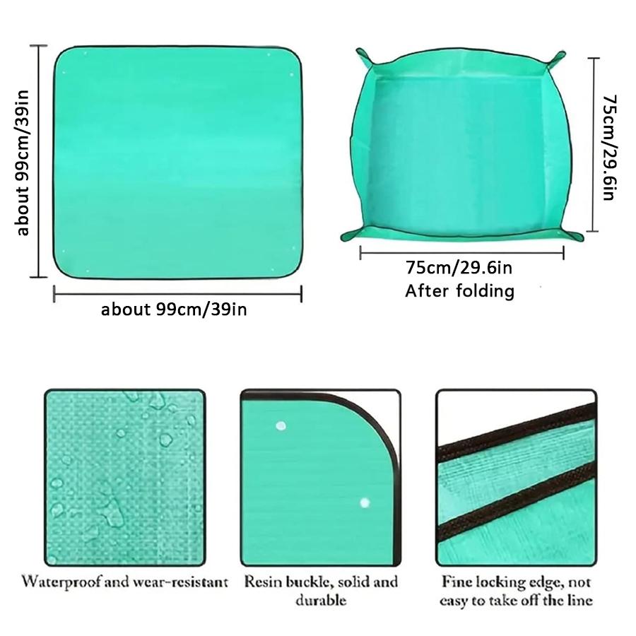 100*100cm (39.4*39.4in) Foldable Indoor Plants Potting Mat, Waterproof Transplanting Mat Portable Gardening Mat for Mess Control