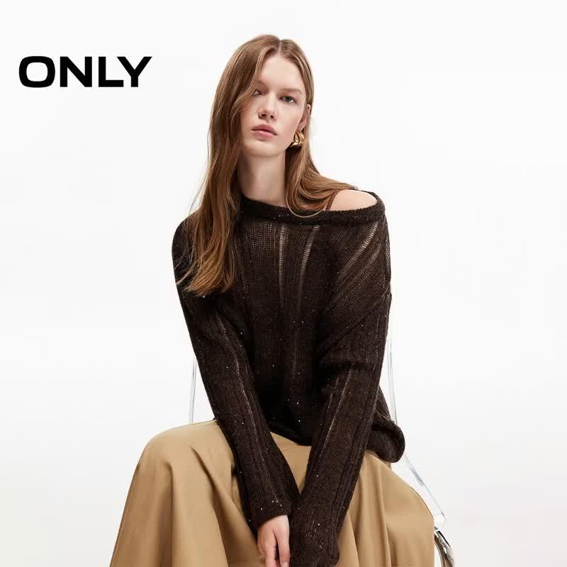 ONLY Women s 2026 Autumn Sequin Relaxed Fit Knit Sweater XS