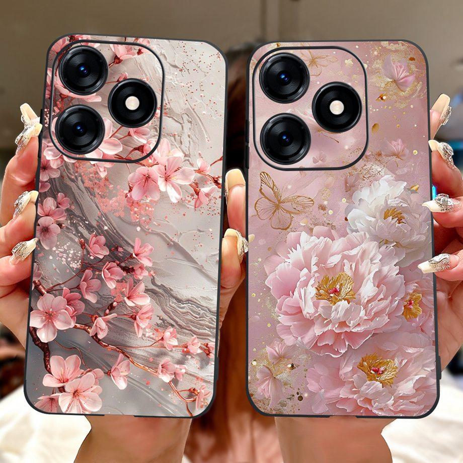 Luxury Matte Silicone Soft Case For Tecno Spark 10c 10 Pro Spark10 4G 5G KI5k KI5q KI7 KI8 Capa Flower Loving Heart Bowknot Etui