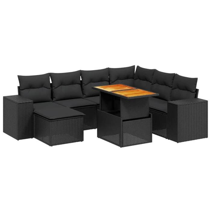 VidaXL Garden Lounge Set with Cushions 8 Pcs, Patio Sofas, Patio Furniture Set, Outdoor Furniture, Black 3272749