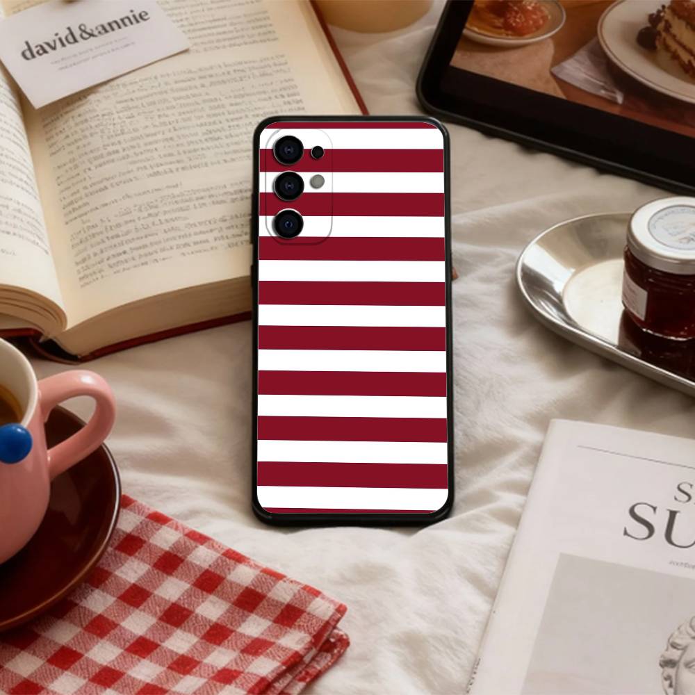 B-Burgundy W-White Stripe    Phone Case For Samsung S 25,24,23,22,30,21,10,9,Ultra,Plus,Lite,FE,4,5 G Soft Black Case