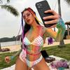 Sexy Rainbow Bodysuits Costume Erotic Fishnet Transparent Seductive Underwear Ladies Mesh Hollow See Through Bodycon Clothes