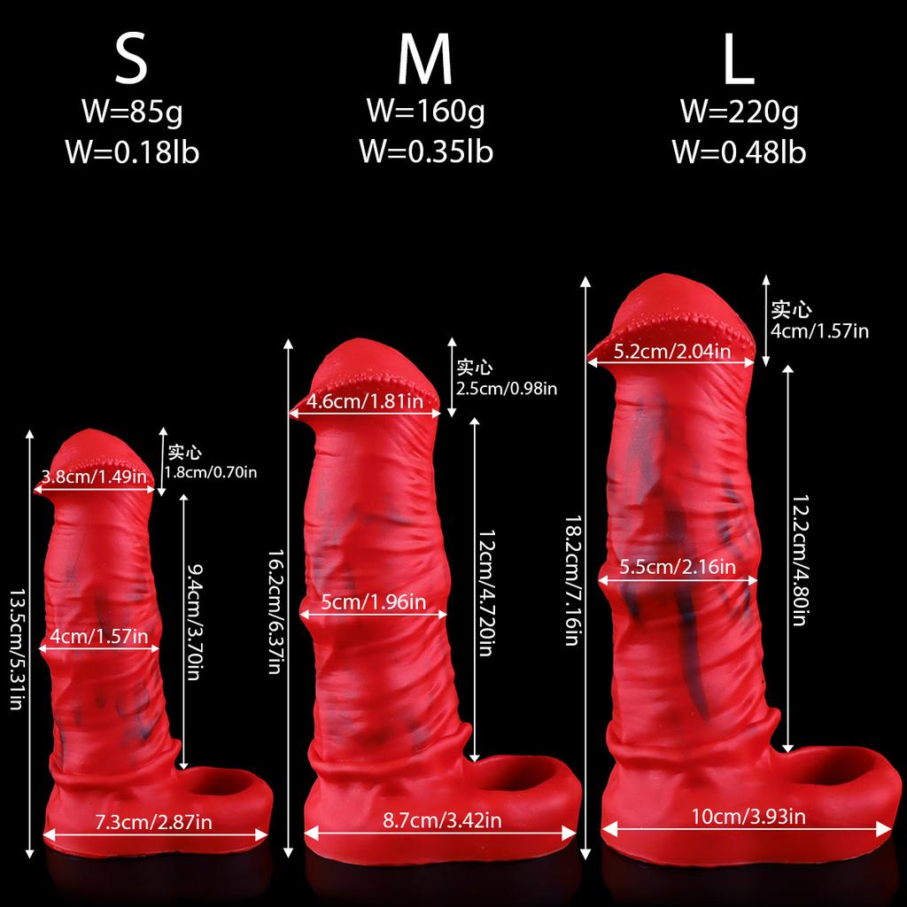 Hollow Horse Dildo Penis Sleeve Soft Silicone Dick Enlargement Extender Delay Ejaculation Cock Sleeve Men Sex Toy