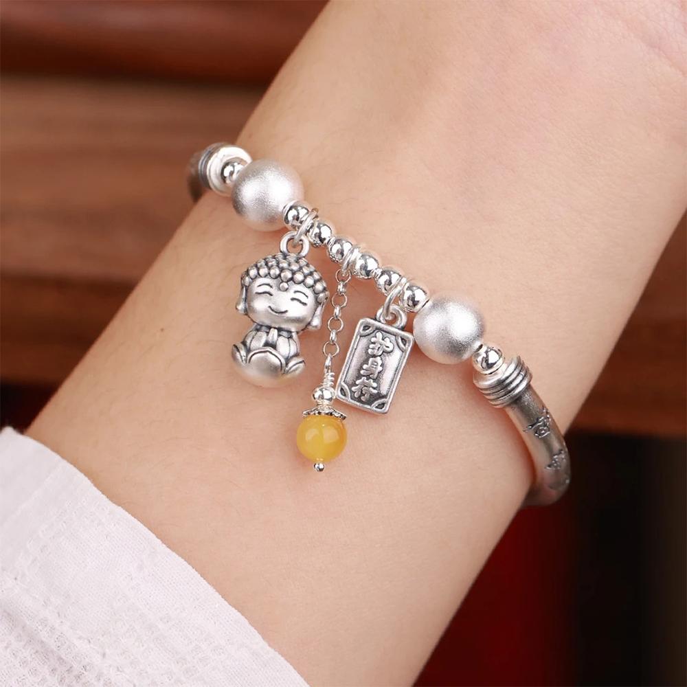 PANJBJ 925 Sterling Silver Irregular Geometry Texture Bangle Bracelet for Women Girl Minimalism Jewelry Gift Dropshipping