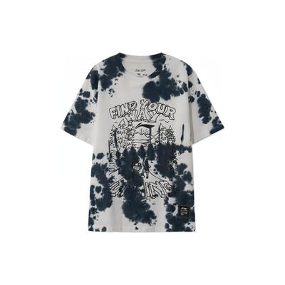 Li-Ning Serie Moda Sportiva Maglietta Girocollo Tie-Dye con Stampa Fun U Unisex Top Bianco AHSR895-2