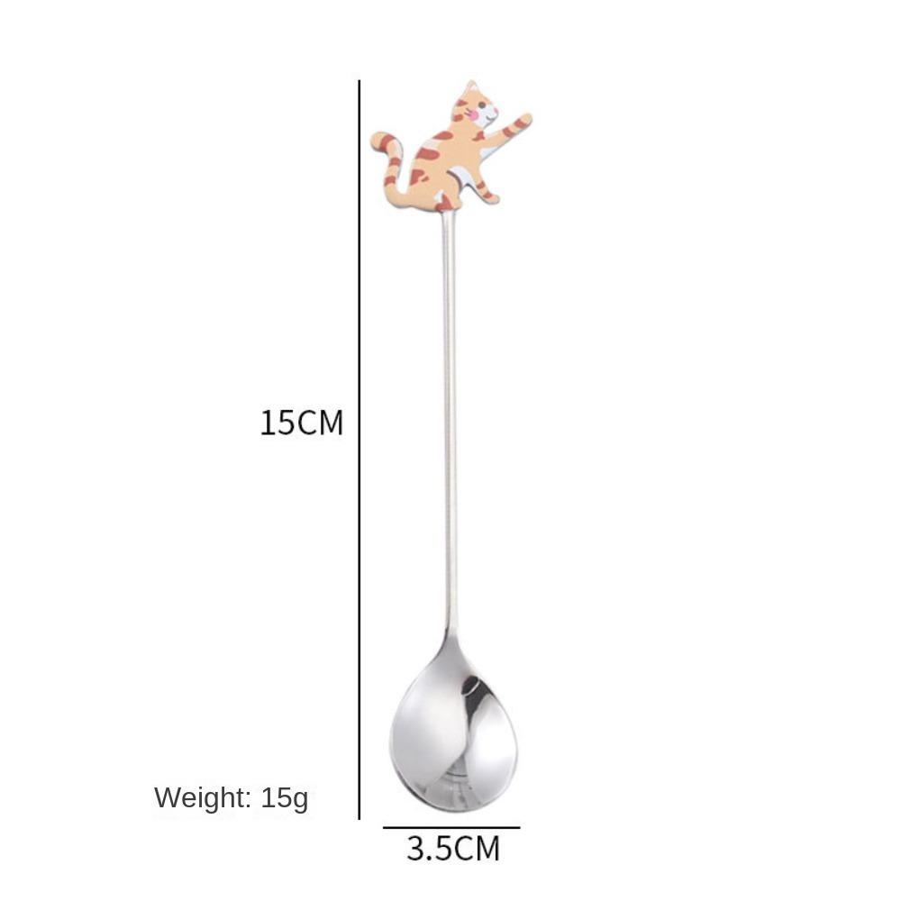 Japanese Korean Style Cartoon Cat Spoon Polished Honey Stirring Spoon New Dessert Spoon