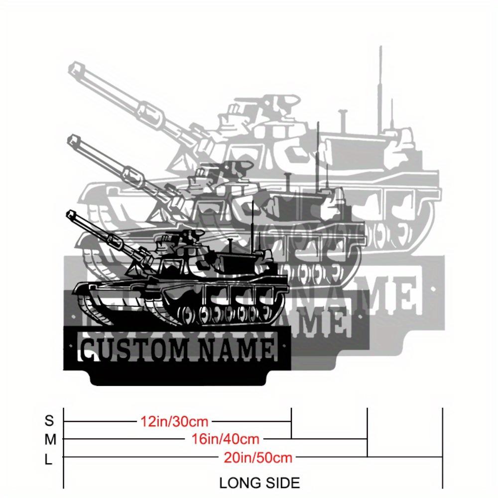 Vintage Army Tank Metal Emblem - Customizable Wall Decor, Power-Free, Premium Metal Sign, Wall Sculpture