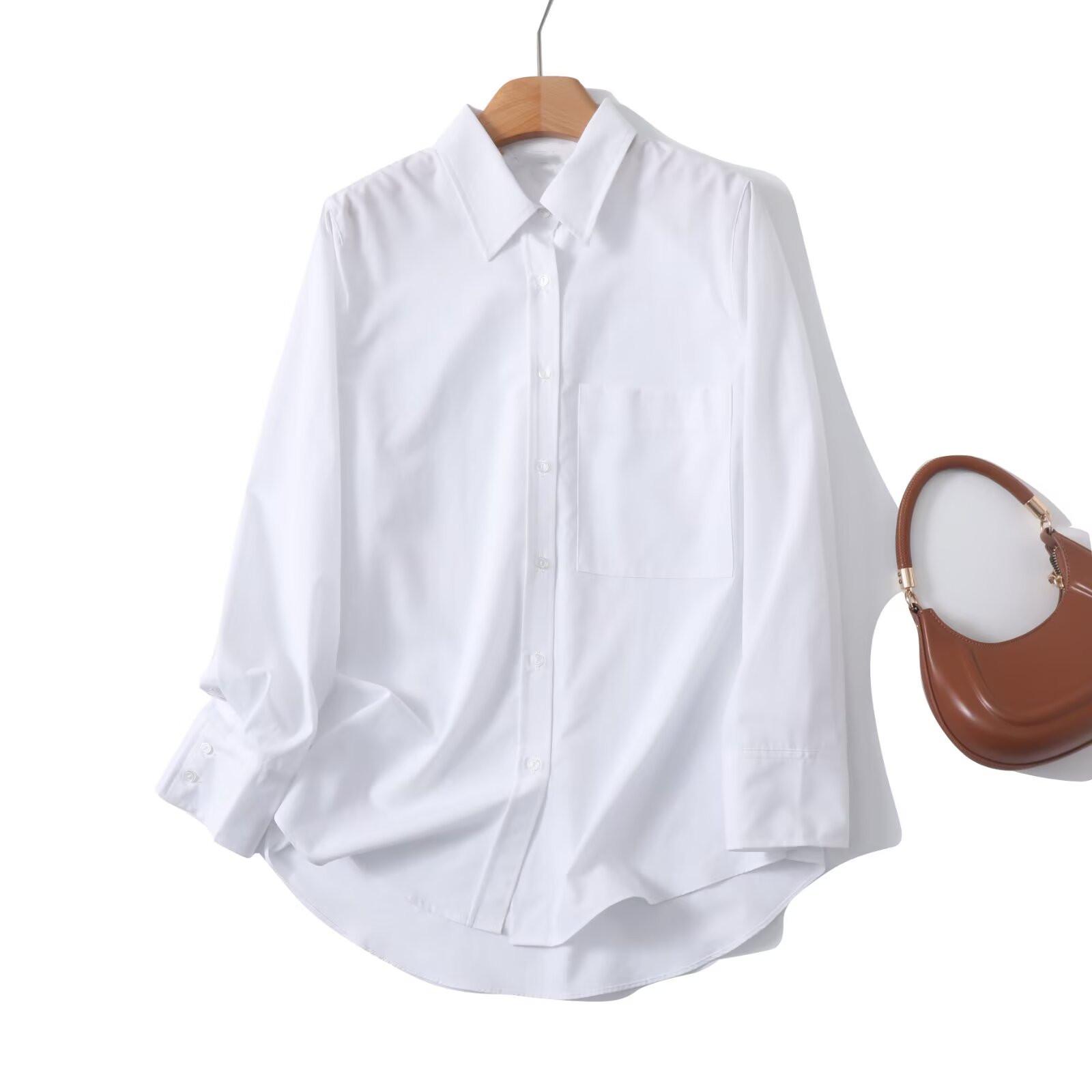 

Весенне-летняя женская повседневная универсальная рубашка с длинным рукавом и отложным воротником Large белый