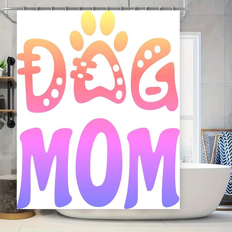 

Dog Mom Shower Curtain Decorative Pet Paw Print Home Bathroom Wall Hanging Decoration For Dog Lovers Gift W60H190(CM)-1 Pcs