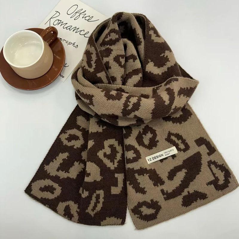 Couple Leopard Print Scarf Fashionable Versatile Warm Texture Fashionable Scarf Autumn and Winter Scarf